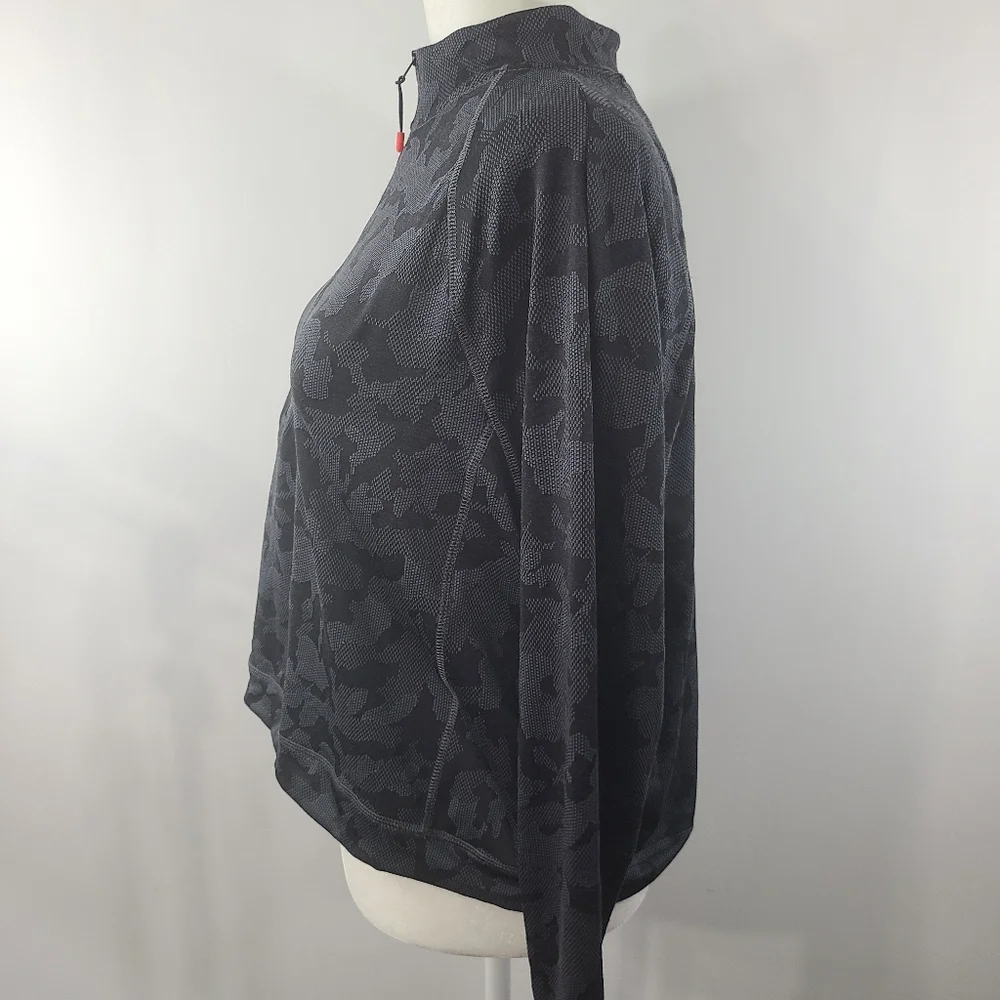 Spyder Active Camo Top Long Sleeve Boxy Crop Thumbholes Half Zip Mock Mockneck L - Picture 4 of 11
